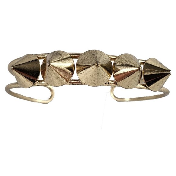 Gold Tone Cuff Bracelet with Spikes - Picture 2 of 4